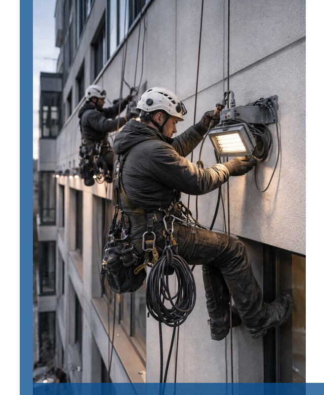 Монтаж фасадного освещения в Урюпинске установка и подключение