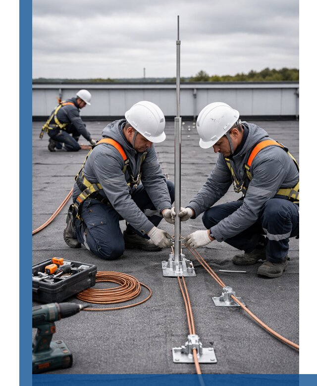 Монтаж молниезащиты на кровле в Урюпинске под ключ с гарантией