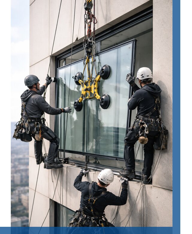 Монтаж стеклопакетов на высоте в Урюпинске от 3296 р. | ВЫСОТНИК-Рюп