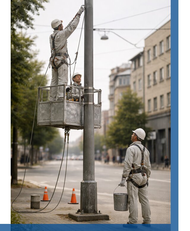 Покраска опор освещения в Урюпинске от 5151 р. | ВЫСОТНИК-Рюп