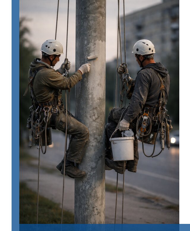 Покраска опор освещения и антикоррозийная защита в Урюпинске