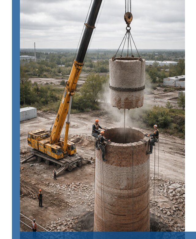 Демонтаж дымовой трубы в Урюпинске с гарантиями безопасности