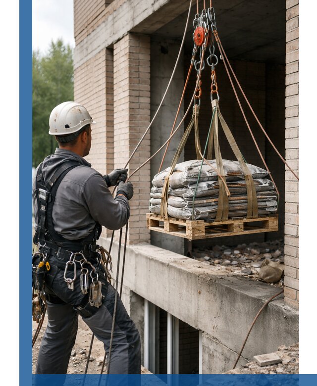 Подъем материалов на этаж веревками в Урюпинске оперативно