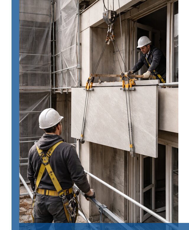 Подъем керамогранита на этаж в Урюпинске грузчиками и техникой