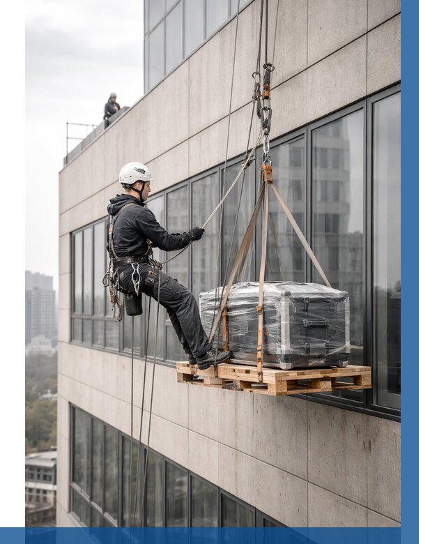 Спуск груза по фасаду в Урюпинске от 3605 р. | ВЫСОТНИК-Рюп