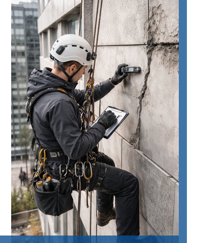 Обследование фасада альпинистами в Урюпинске от 124 р. | ВЫСОТНИК-Рюп