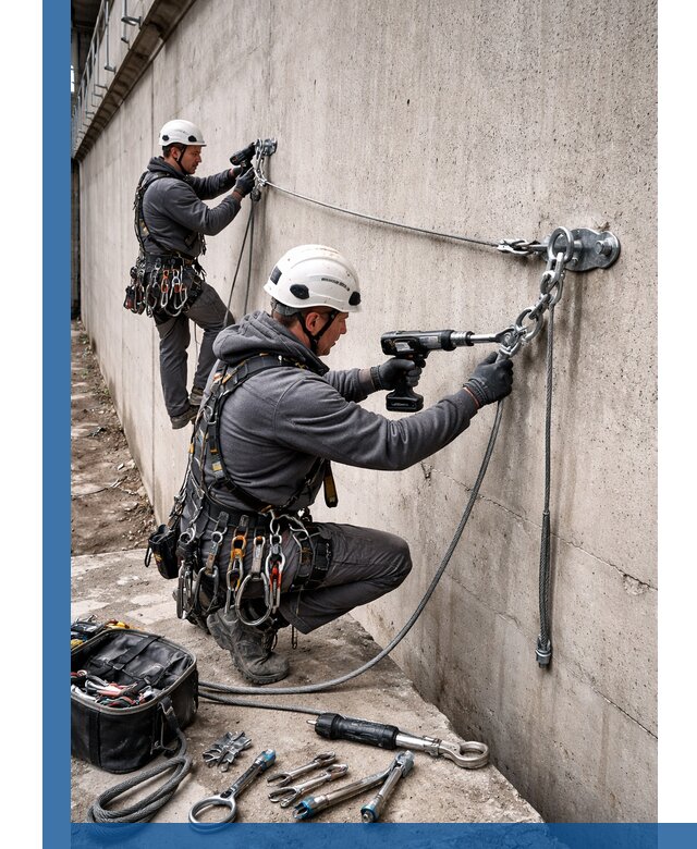 Монтаж анкерных линий высотной безопасности в Урюпинске