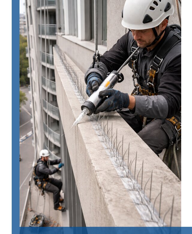 Установка шипов от птиц на фасадах и кровлях в Урюпинске